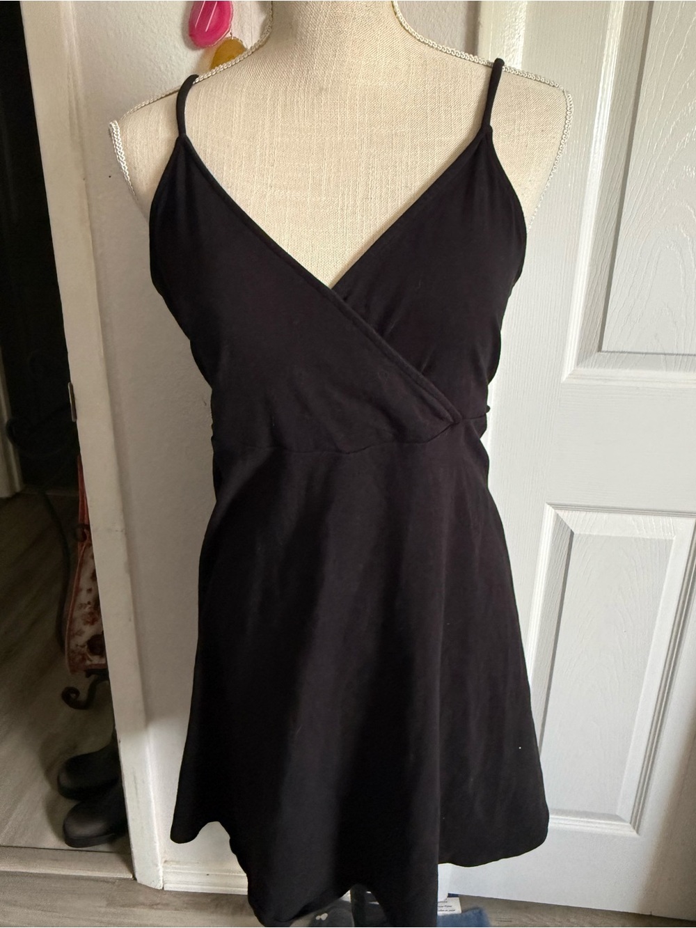 Forever 21 Black Spaghetti-Strap Wrap Skater Dress